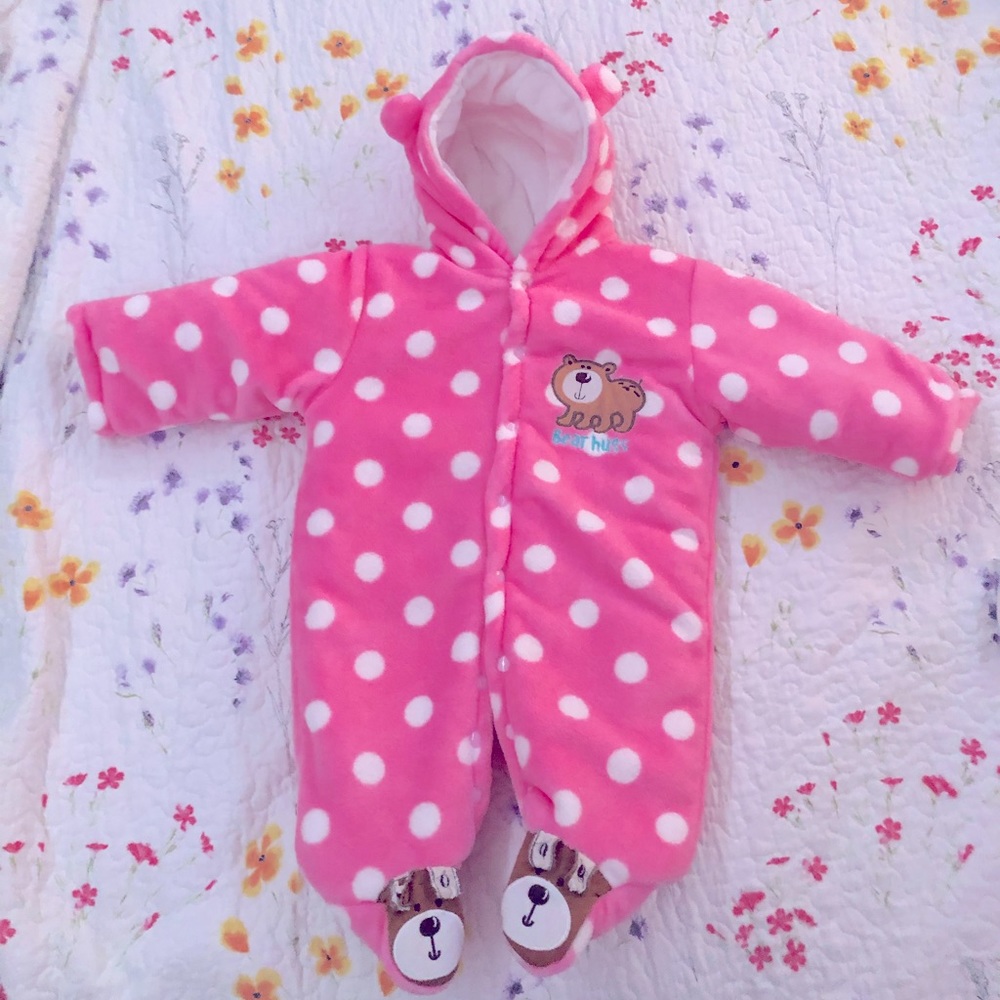 Pink baby bear warm suit